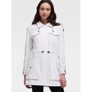 DKNY Donna Karan Stretch Soft Shell Jacket In Ivory Size M $360